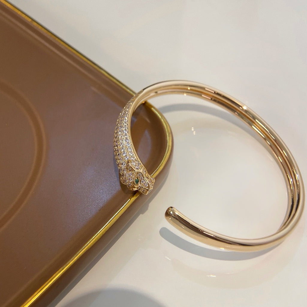 [Lumi Jewelry]PANTHERE HALF DIAMOND OPEN BRACELET