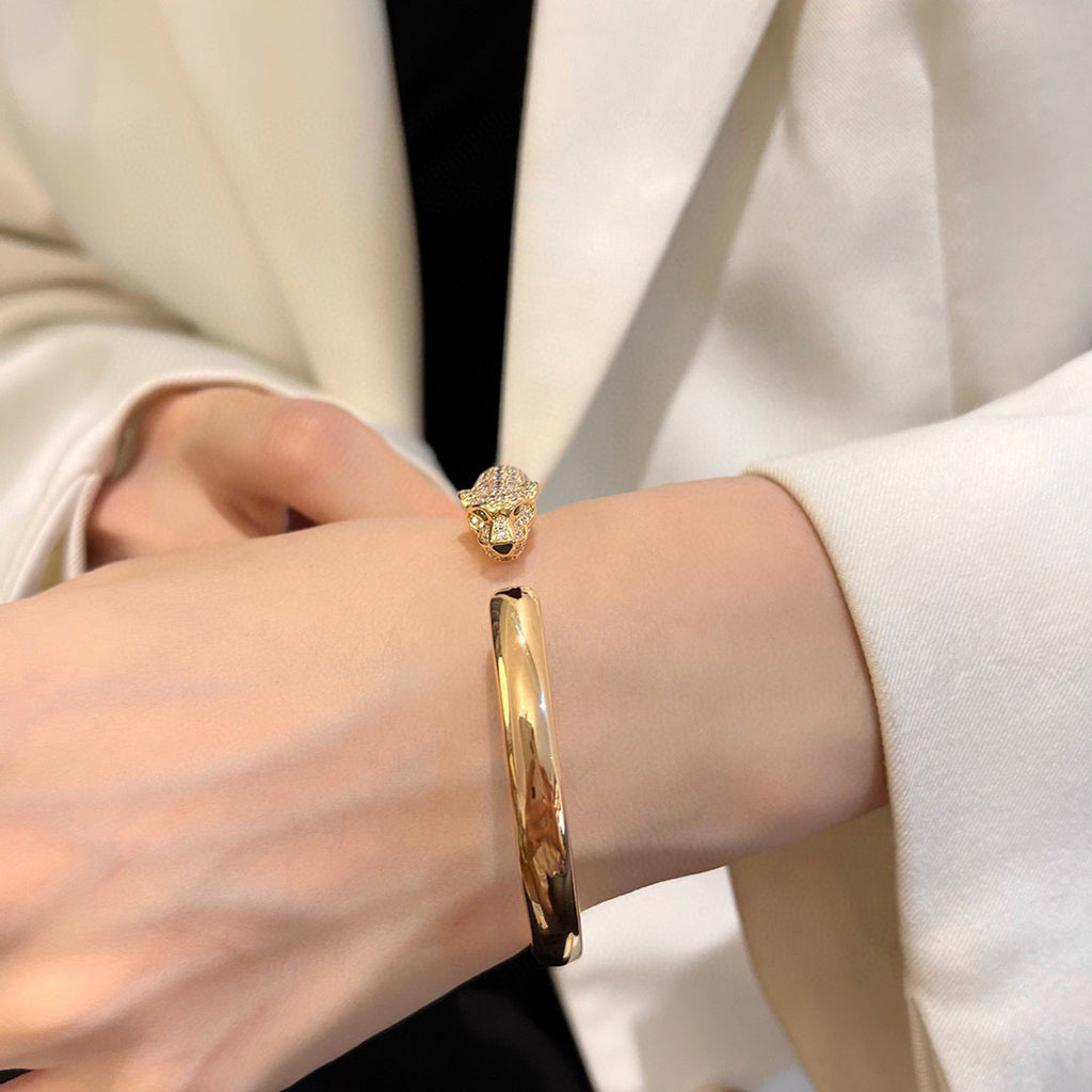 [Lumi Jewelry]PANTHERE HALF DIAMOND OPEN BRACELET
