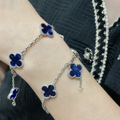[Lumi Jewelry]CLOVER 5 MOTIF PIETERSITE SILVER BRACELET