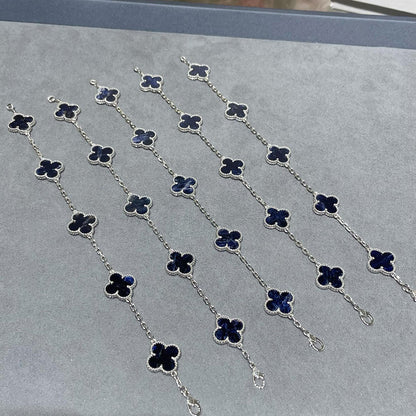 [Lumi Jewelry]CLOVER 5 MOTIF PIETERSITE SILVER BRACELET
