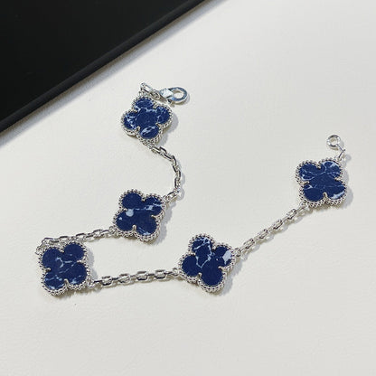 [Lumi Jewelry]CLOVER 5 MOTIF PIETERSITE SILVER BRACELET