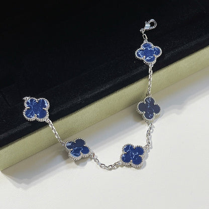 [Lumi Jewelry]CLOVER 5 MOTIF PIETERSITE SILVER BRACELET