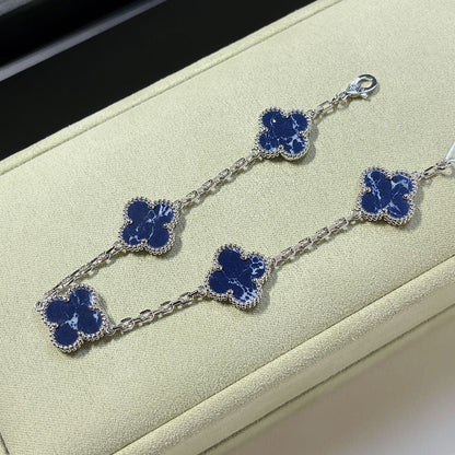 [Lumi Jewelry]CLOVER 5 MOTIF PIETERSITE SILVER BRACELET