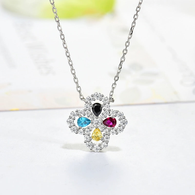 [Lumi Jewelry]LOOP NECKLACE FULL MOTIF DIAMOND 16MM MULTIPLE COLORS