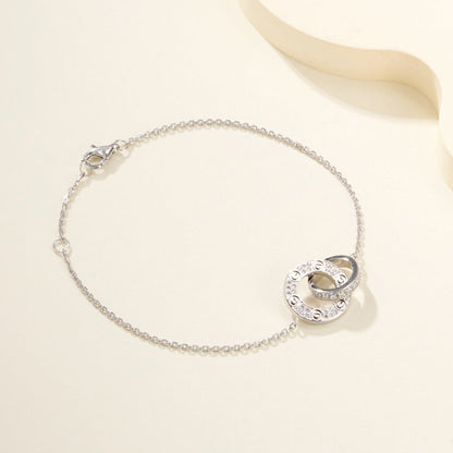 [Lumi Jewelry]LOVE DOUBLE RING FULL DIAMOND BRACELET