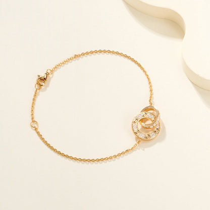 [Lumi Jewelry]LOVE DOUBLE RING FULL DIAMOND BRACELET