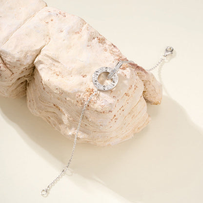 [Lumi Jewelry]LOVE DOUBLE RING FULL DIAMOND BRACELET