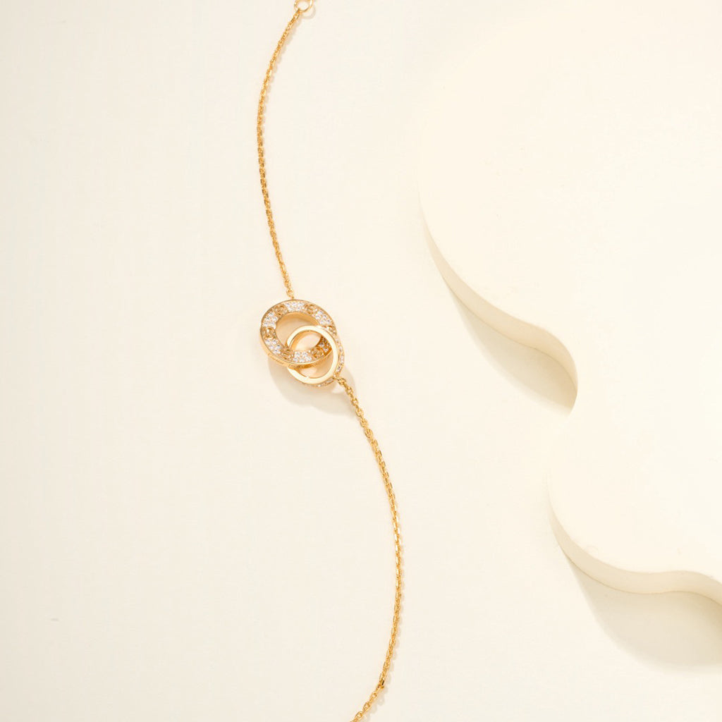 [Lumi Jewelry]LOVE DOUBLE RING FULL DIAMOND BRACELET