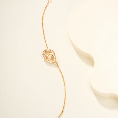 [Lumi Jewelry]LOVE DOUBLE RING FULL DIAMOND BRACELET