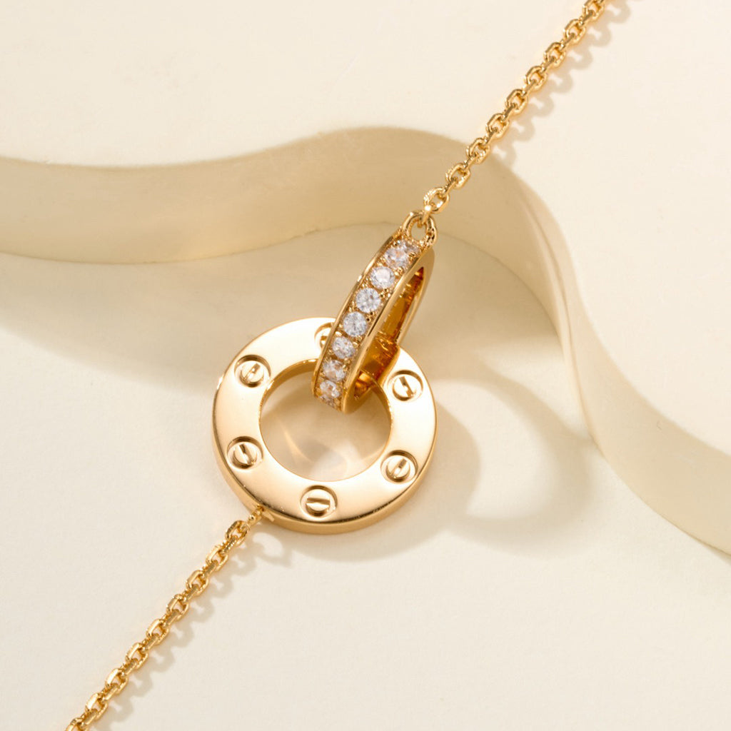 [Lumi Jewelry]LOVE DOUBLE RING FULL DIAMOND BRACELET