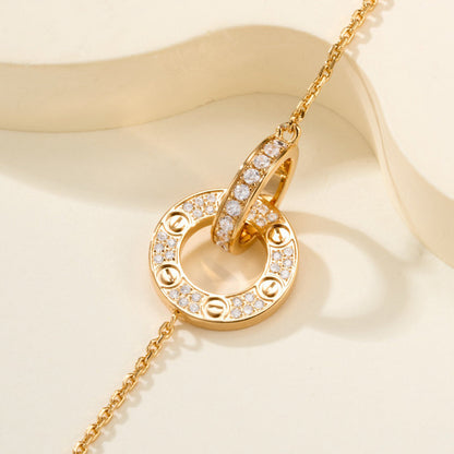 [Lumi Jewelry]LOVE DOUBLE RING FULL DIAMOND BRACELET