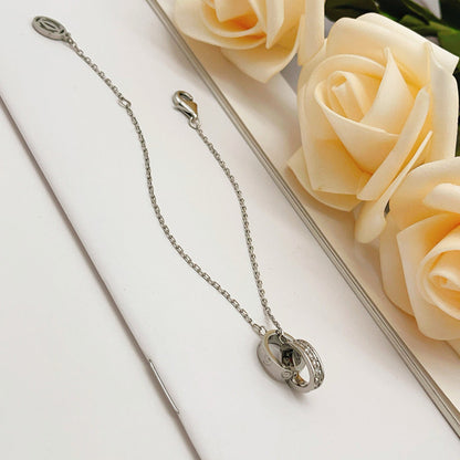[Lumi Jewelry]LOVE DOUBLE RING HALF DIAMOND BRACELET