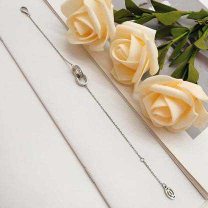[Lumi Jewelry]LOVE DOUBLE RING HALF DIAMOND BRACELET