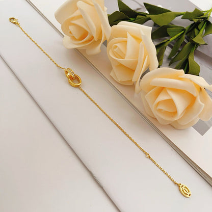 [Lumi Jewelry]LOVE DOUBLE RING HALF DIAMOND BRACELET