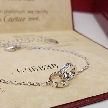 [Lumi Jewelry]LOVE DOUBLE RING HALF DIAMOND BRACELET