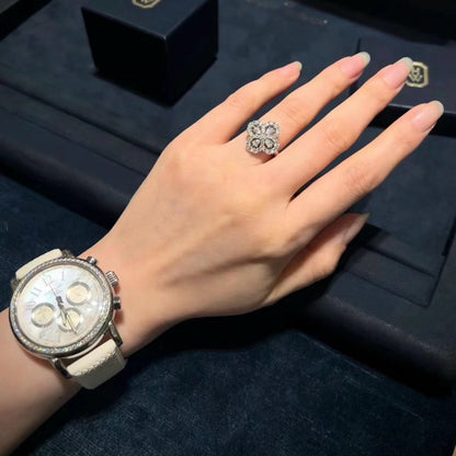 [Lumi Jewelry]LOOP RING FULL MOTIF DIAMOND 16MM SILVE