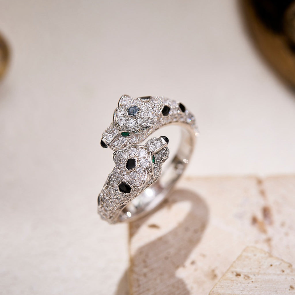 [Lumi Jewelry]PANTHERE DOUBLE HEADED FULL DIAMOND  RING