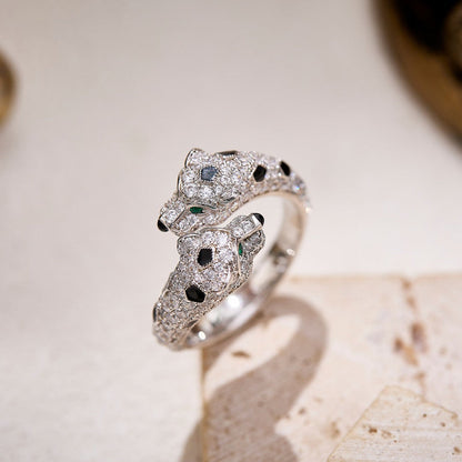 [Lumi Jewelry]PANTHERE DOUBLE HEADED FULL DIAMOND  RING