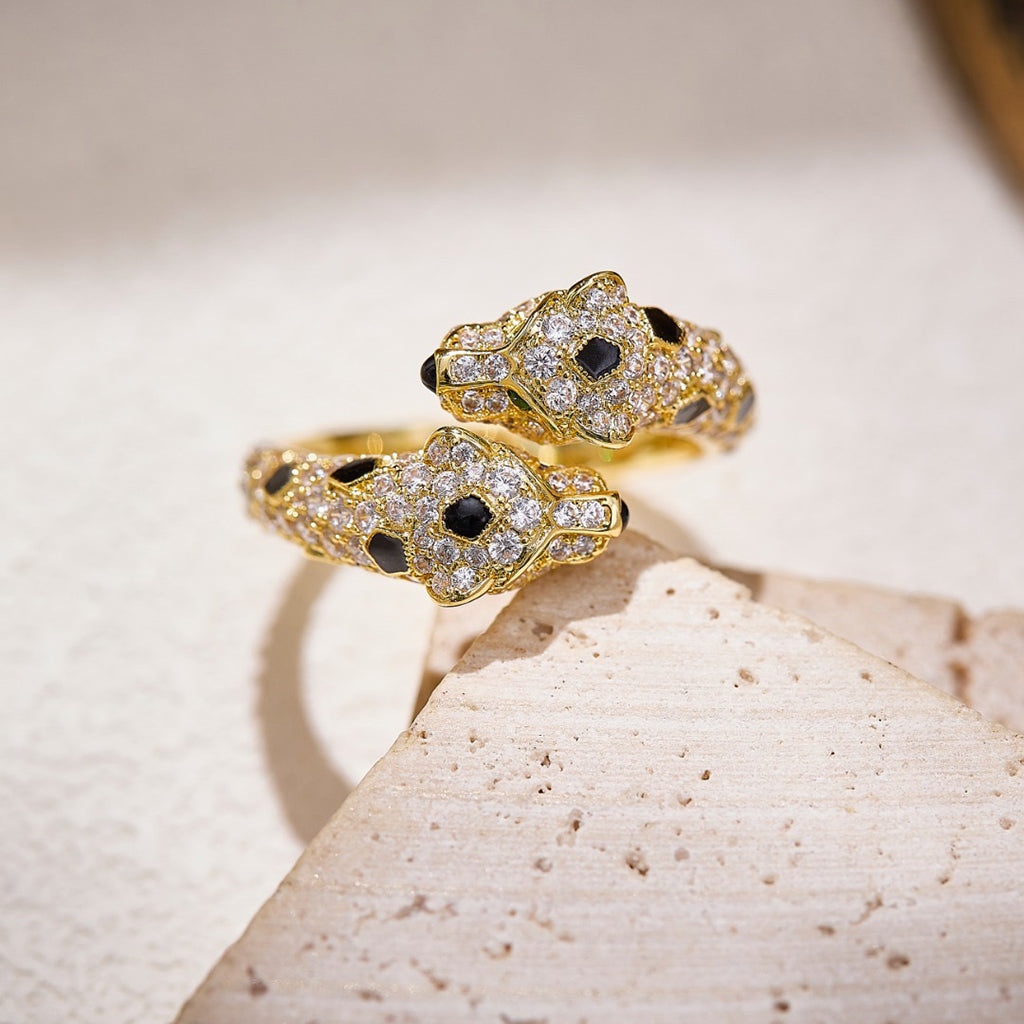 [Lumi Jewelry]PANTHERE DOUBLE HEADED FULL DIAMOND  RING