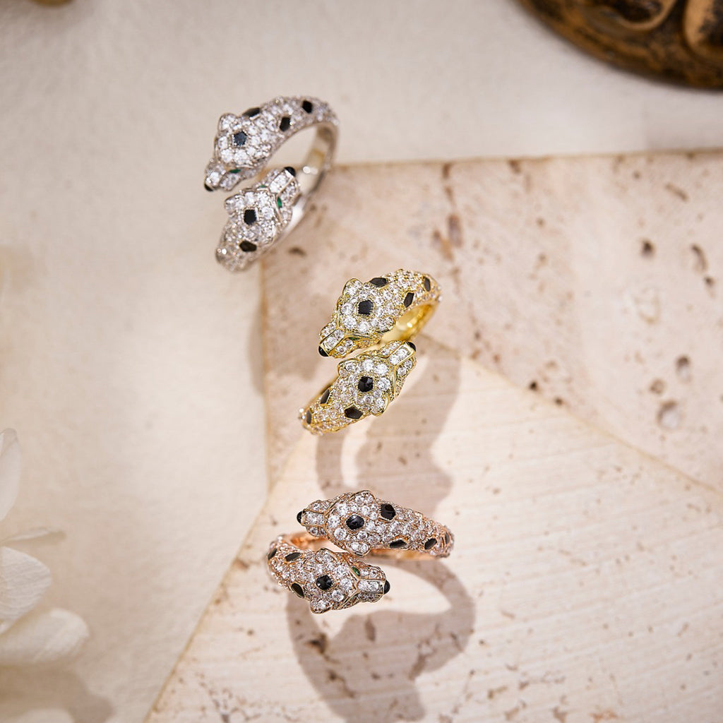 [Lumi Jewelry]PANTHERE DOUBLE HEADED FULL DIAMOND  RING