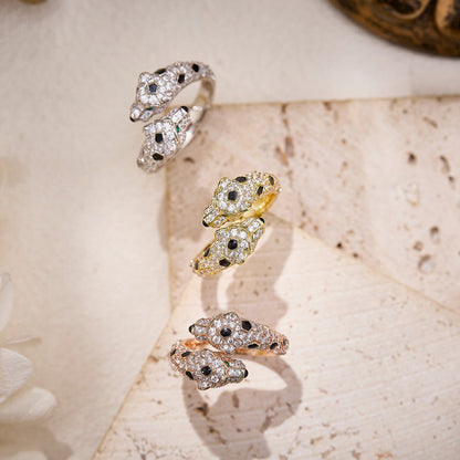 [Lumi Jewelry]PANTHERE DOUBLE HEADED FULL DIAMOND  RING