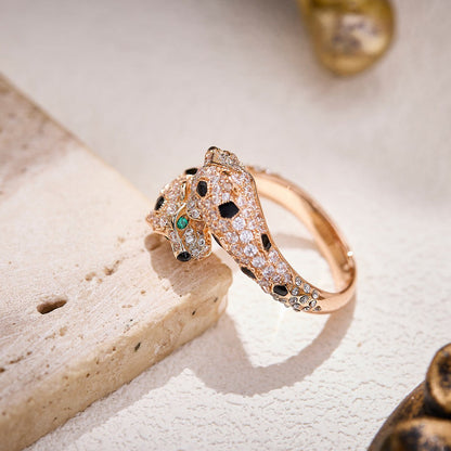 [Lumi Jewelry]PANTHERE DOUBLE HEADED FULL DIAMOND  RING