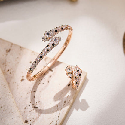 [Lumi Jewelry]PANTHERE DOUBLE HEADED FULL DIAMOND  RING