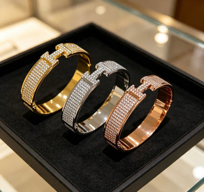 [Lumi Jewellery]H Wide-band diamond bracelet