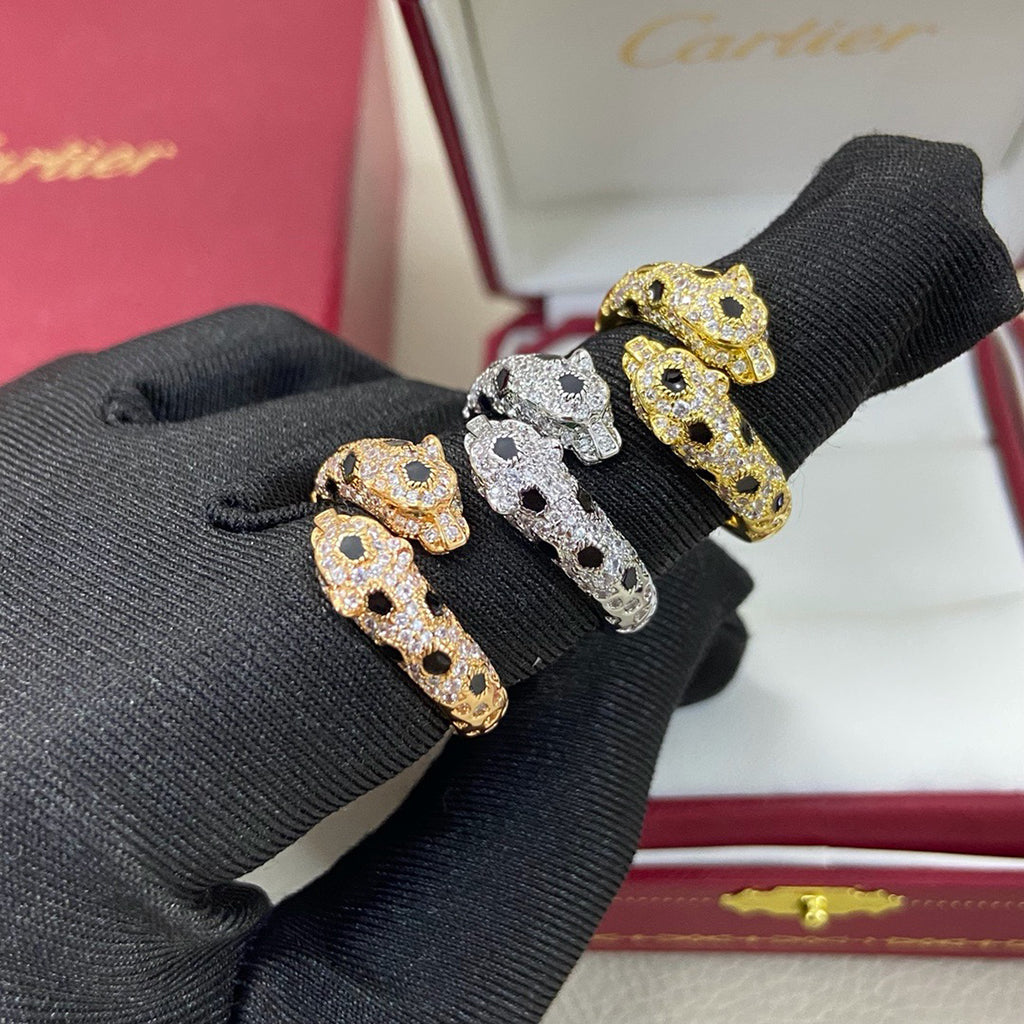 [Lumi Jewelry]PANTHERE DOUBLE HEADED FULL DIAMOND  RING