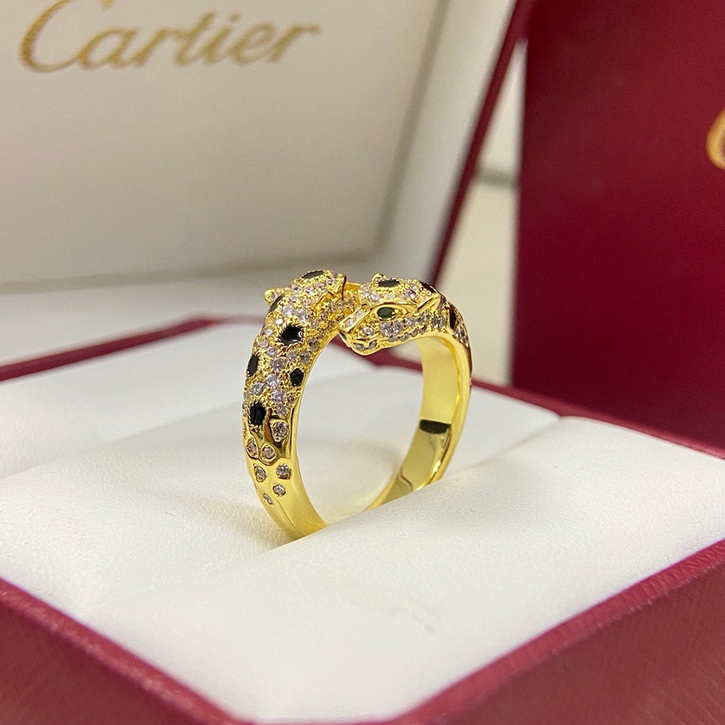 [Lumi Jewelry]PANTHERE DOUBLE HEADED FULL DIAMOND  RING