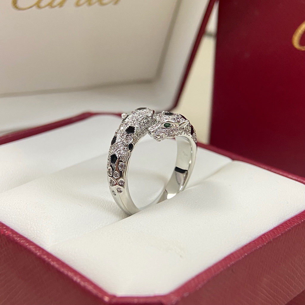 [Lumi Jewelry]PANTHERE DOUBLE HEADED FULL DIAMOND  RING