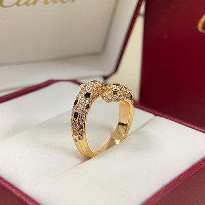 [Lumi Jewelry]PANTHERE DOUBLE HEADED FULL DIAMOND  RING