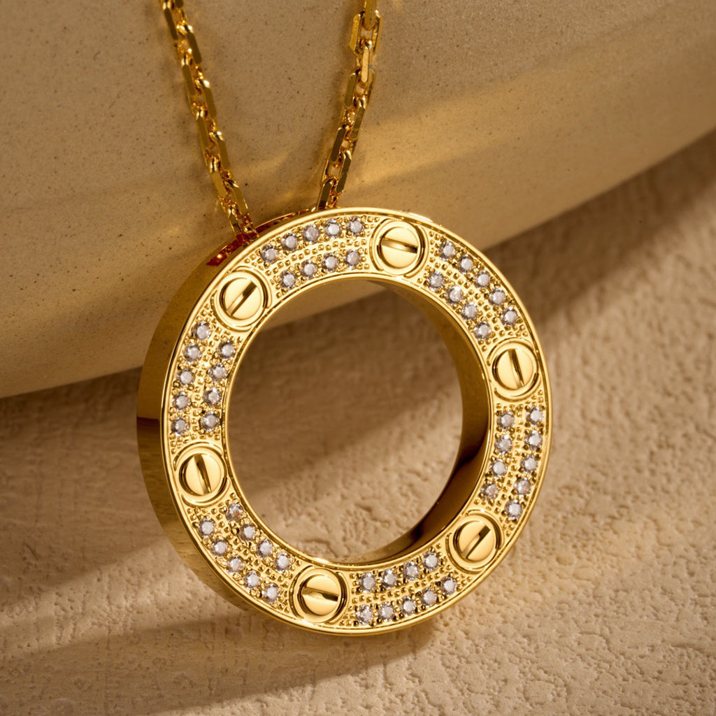 [Lumi Jewelry]LOVE NECKLACE 16MM  FULL DIAMOND
