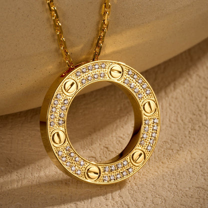 [Lumi Jewelry]LOVE NECKLACE 16MM  FULL DIAMOND