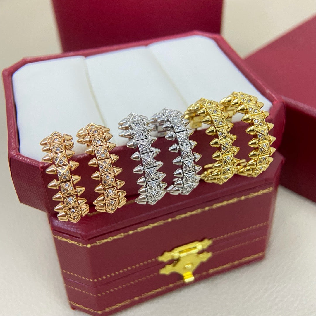 [Lumi Jewelry]CLASH 6.4MM FULL DIAMOND SMALL EARRINGS