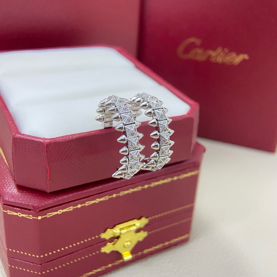 [Lumi Jewelry]CLASH 6.4MM FULL DIAMOND SMALL EARRINGS