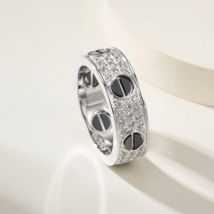 [Lumi Jewelry]LOVE RING 5.5MM DIAMONDS PAVED CERAMIC