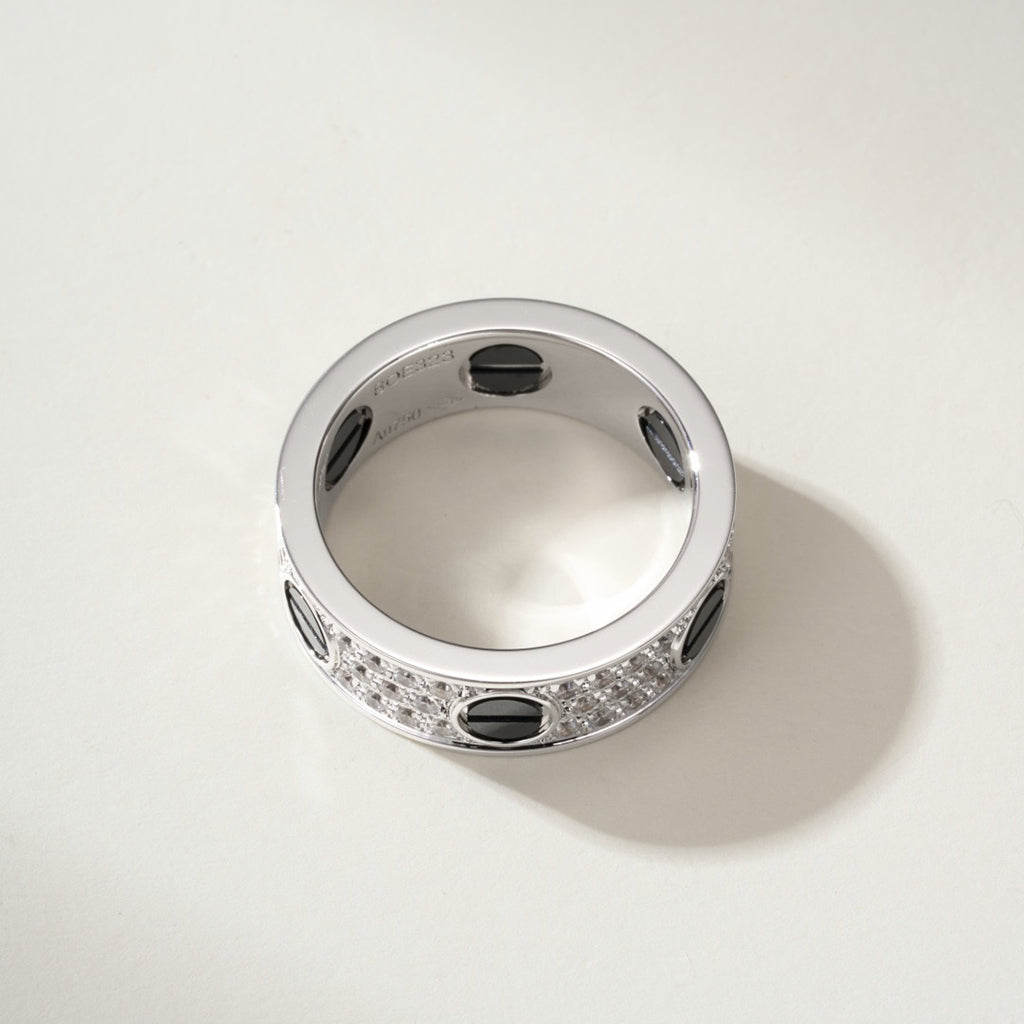 [Lumi Jewelry]LOVE RING 5.5MM DIAMONDS PAVED CERAMIC