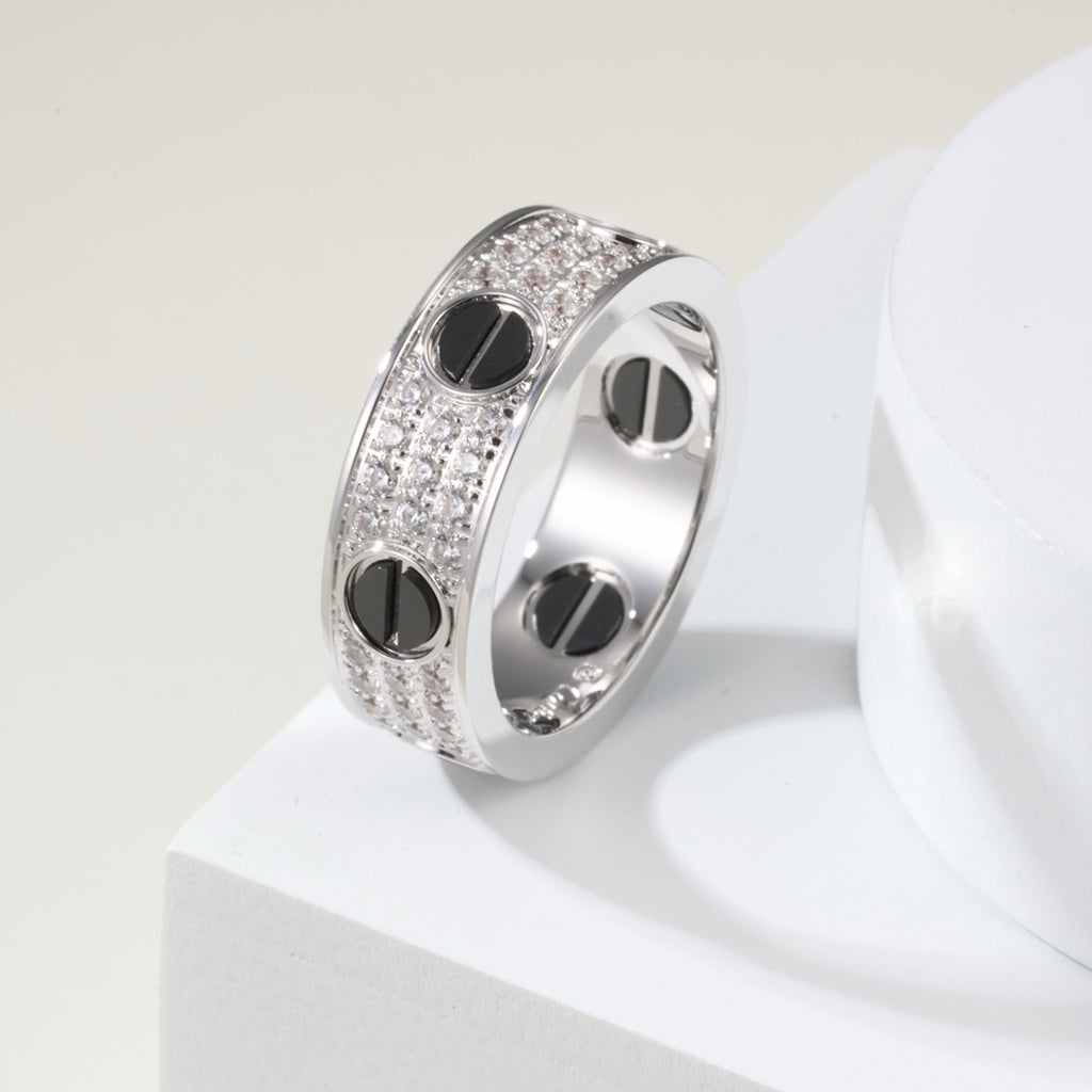 [Lumi Jewelry]LOVE RING 5.5MM DIAMONDS PAVED CERAMIC