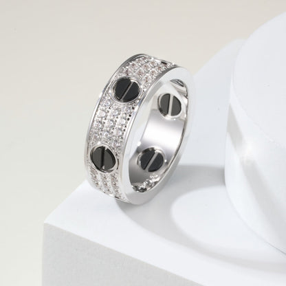 [Lumi Jewelry]LOVE RING 5.5MM DIAMONDS PAVED CERAMIC