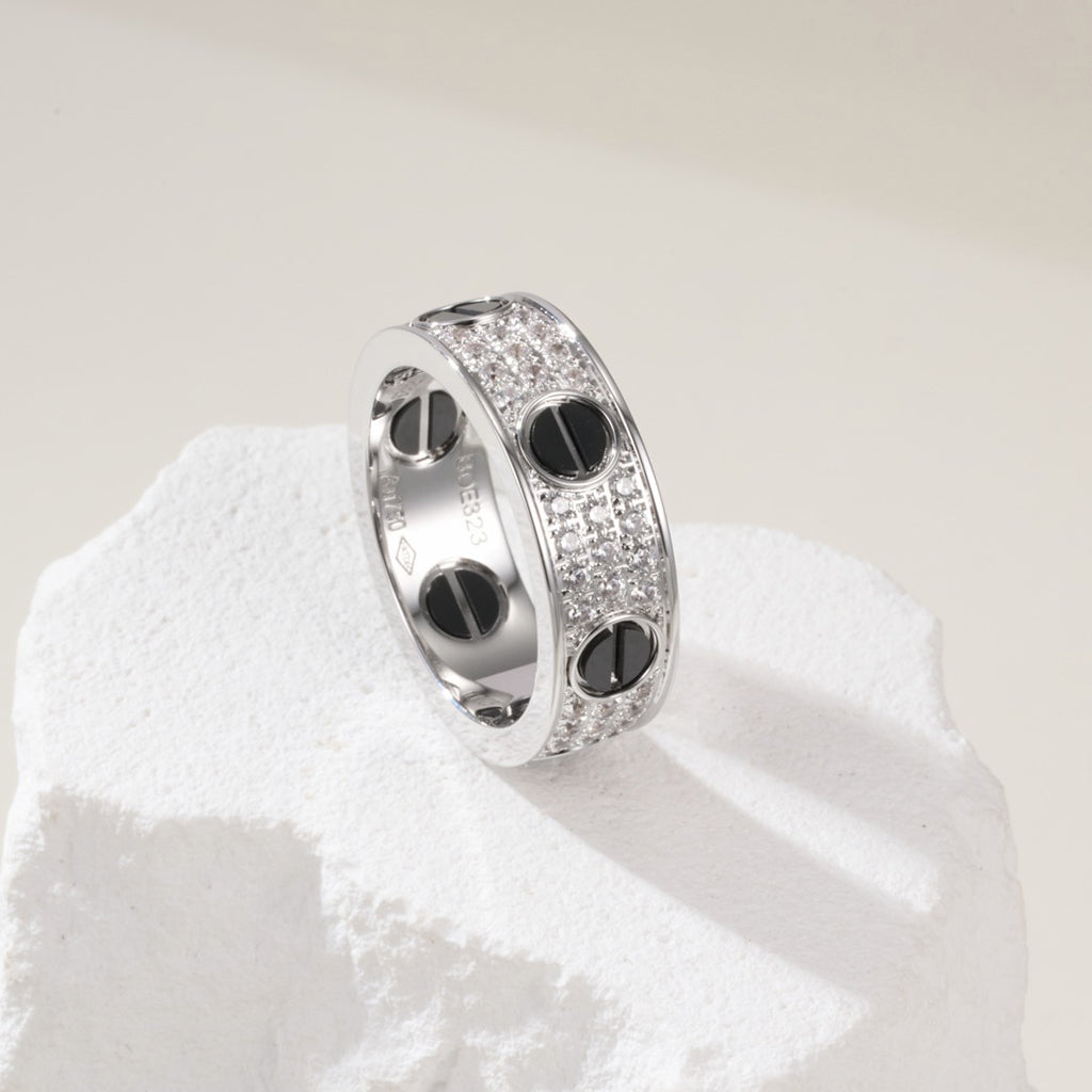 [Lumi Jewelry]LOVE RING 5.5MM DIAMONDS PAVED CERAMIC