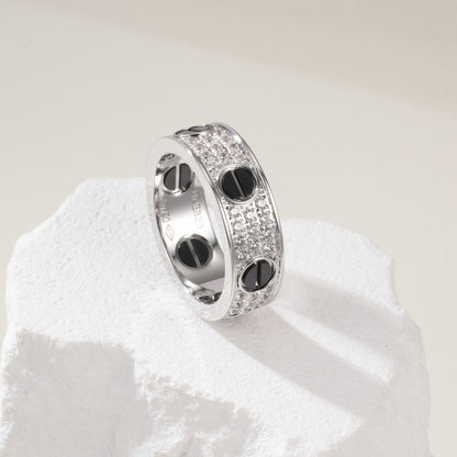[Lumi Jewelry]LOVE RING 5.5MM DIAMONDS PAVED CERAMIC