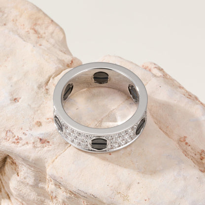 [Lumi Jewelry]LOVE RING 5.5MM DIAMONDS PAVED CERAMIC
