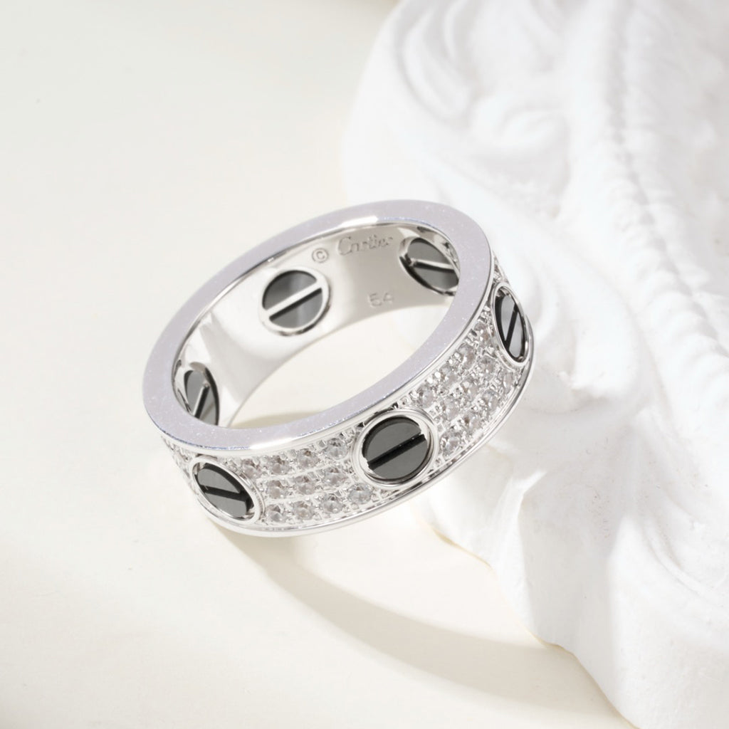 [Lumi Jewelry]LOVE RING 5.5MM DIAMONDS PAVED CERAMIC