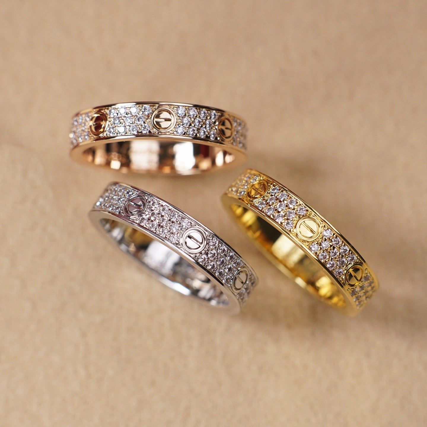 [Lumi Jewelry]LOVE RING 4.0MM DIAMOND PAVED