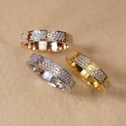 [Lumi Jewelry]LOVE RING 4.0MM DIAMOND PAVED