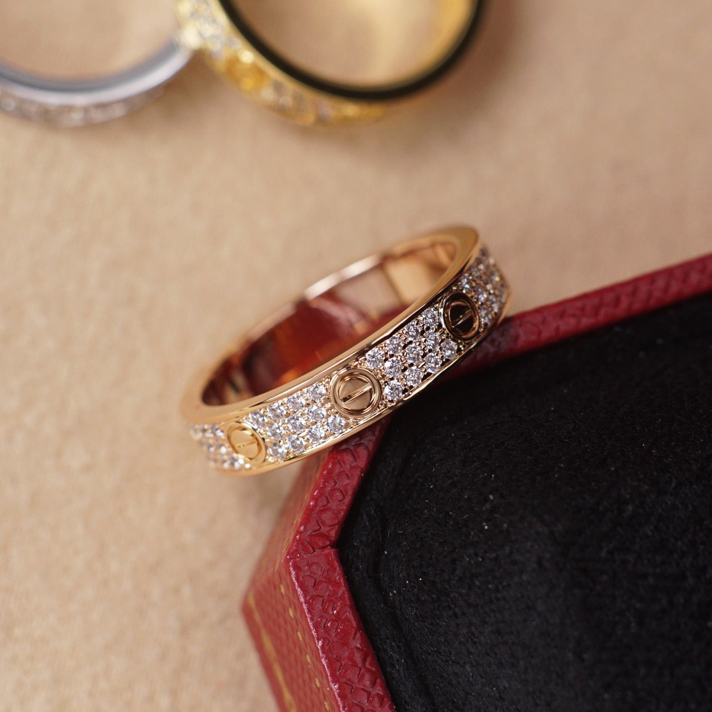 [Lumi Jewelry]LOVE RING 4.0MM DIAMOND PAVED