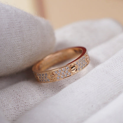[Lumi Jewelry]LOVE RING 4.0MM DIAMOND PAVED