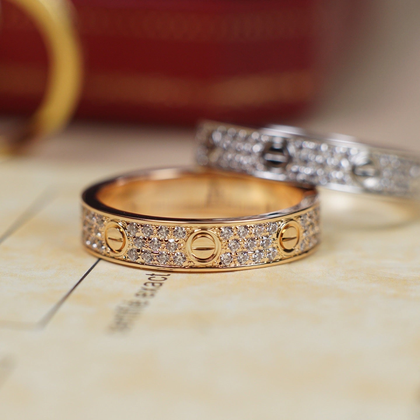 [Lumi Jewelry]LOVE RING 4.0MM DIAMOND PAVED