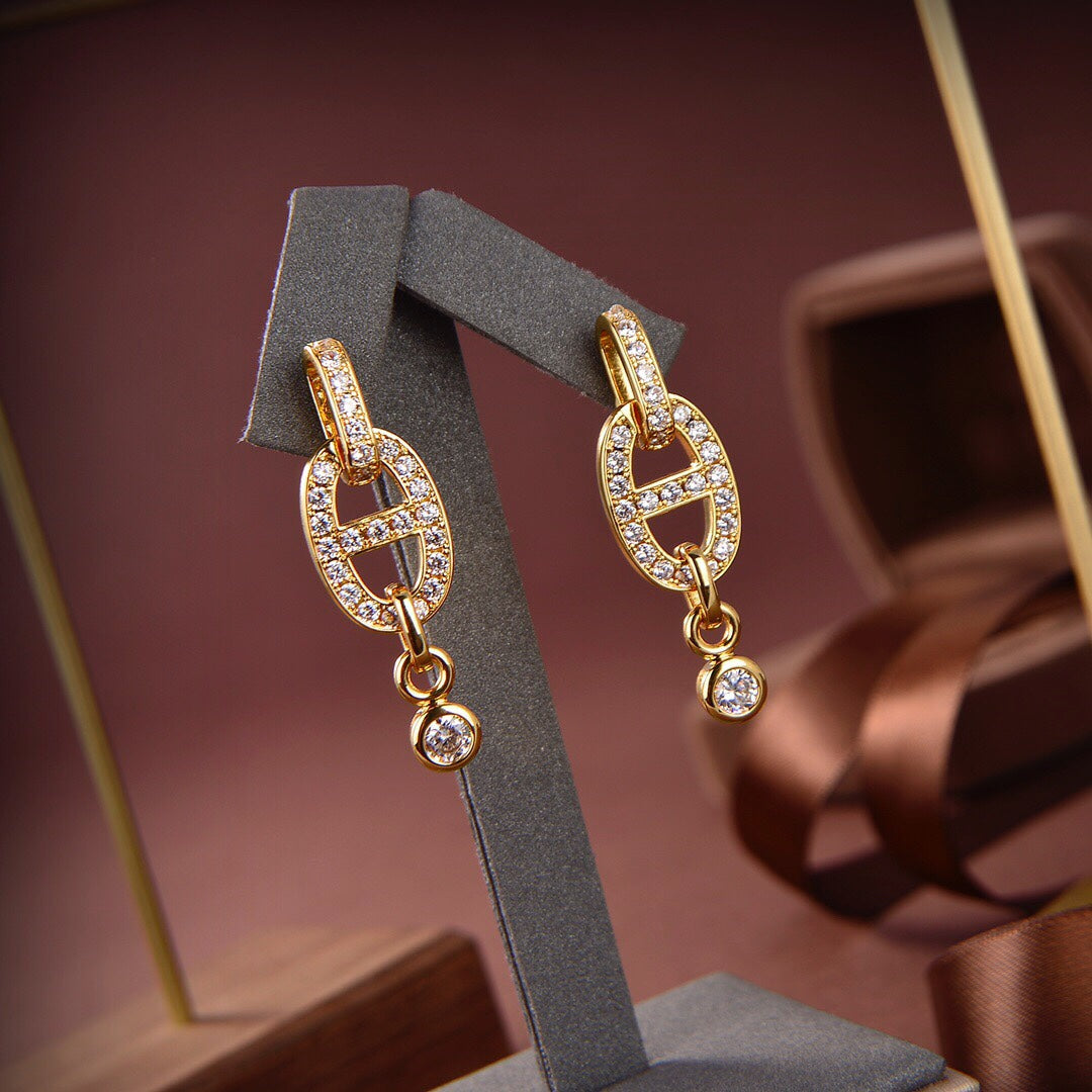 [Lumi Jewelry]HM CHAINE DIAMOND EARRINGS
